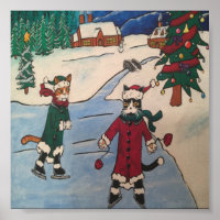 Christmas Ice Skating Cats