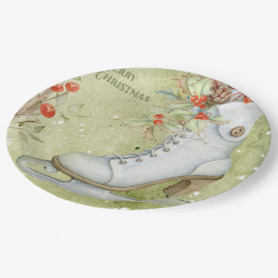 Christmas ice skating paper plates