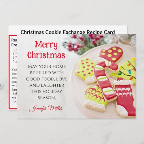 Christmas Iced Cookie Exchange Recipe 5 x 7 Holiday Card