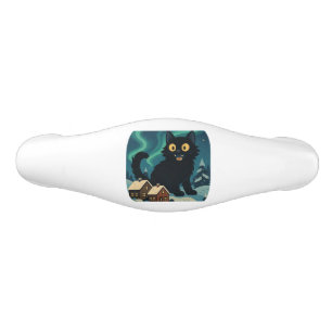 Christmas Icelandic Yule Cat with Northern Lights Ceramic Drawer Pull