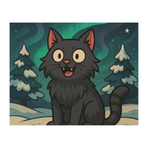 Christmas Icelandic Yule Cat  Wood Wall Art