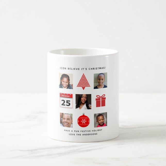 Christmas ICON PHOTO COLLAGE Keepsake Modern Coffee Mug (Center)