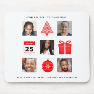 Christmas ICON PHOTO COLLAGE Keepsake Modern Mouse Pad