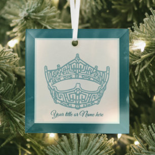Christmas Iconic American Pageant Crown  Glass Ornament