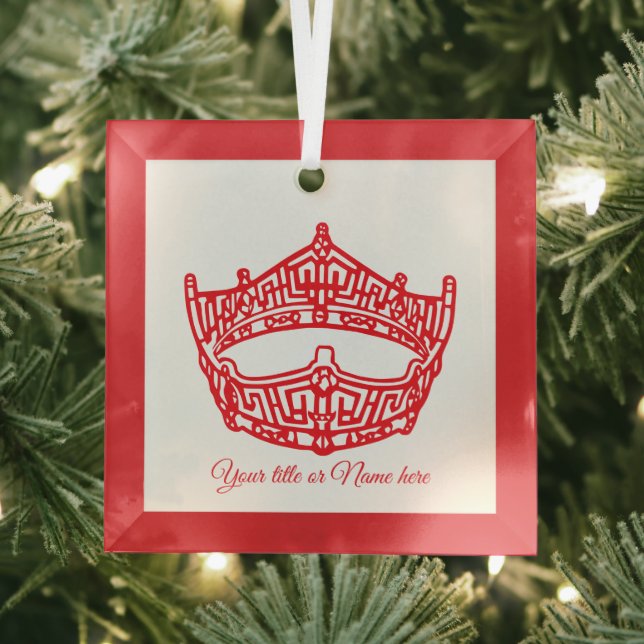Christmas Iconic American Pageant Crown Glass Ornament (Insitu)