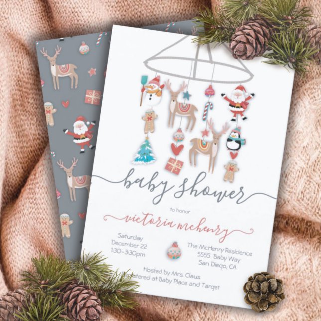 Christmas Icons Mobile Baby Shower Invitation