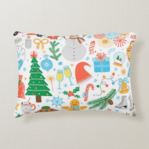 Christmas Icons New Year Vintage Accent Pillow