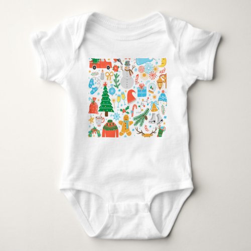 Christmas Icons New Year Vintage Baby Bodysuit