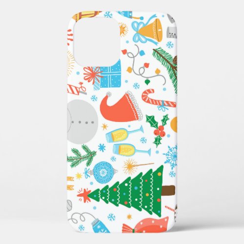 Christmas Icons New Year Vintage iPhone 12 Case
