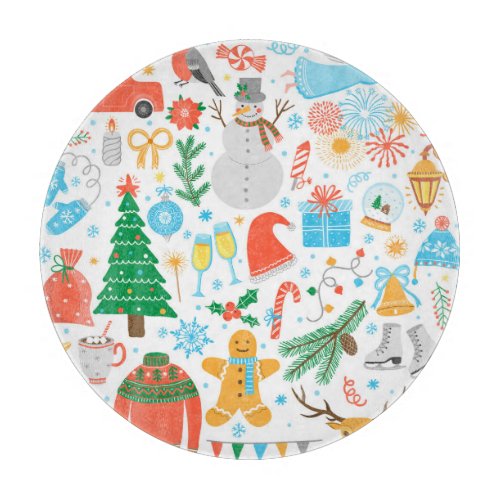 Christmas Icons New Year Vintage Cutting Board