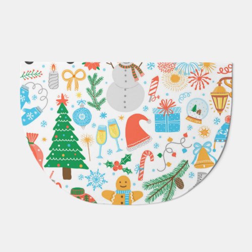 Christmas Icons New Year Vintage Doormat