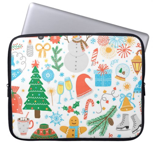 Christmas Icons New Year Vintage Laptop Sleeve