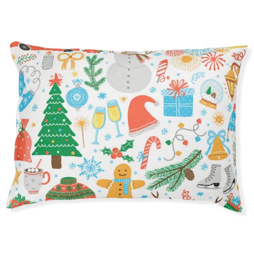 Christmas Icons New Year Vintage Pet Bed