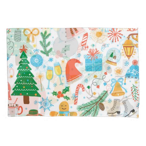 Christmas Icons New Year Vintage Pillow Case