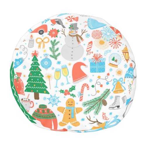 Christmas Icons New Year Vintage Pouf