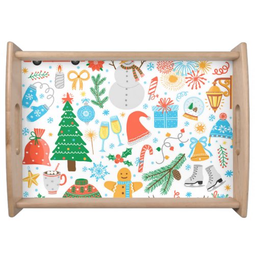 Christmas Icons New Year Vintage Serving Tray