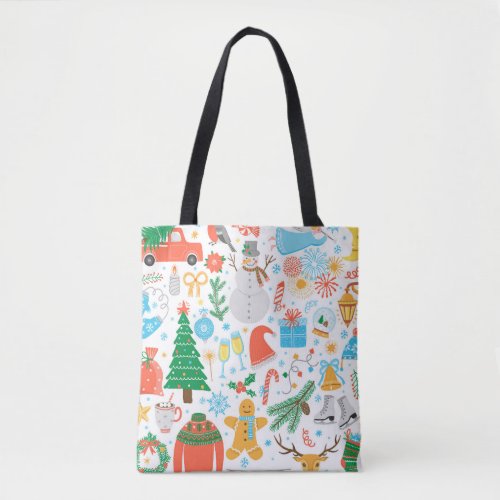 Christmas Icons New Year Vintage Tote Bag