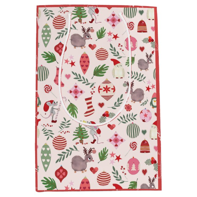 Christmas Icons on Cream - Gift Bag (Front)