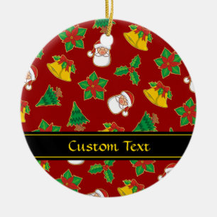 Christmas Icons Pattern Ceramic Ornament