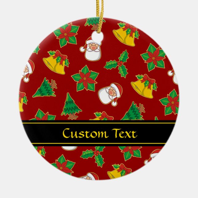 Christmas Icons Pattern Ceramic Ornament (Front)