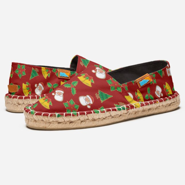 Christmas Icons Pattern Espadrilles (Angled)