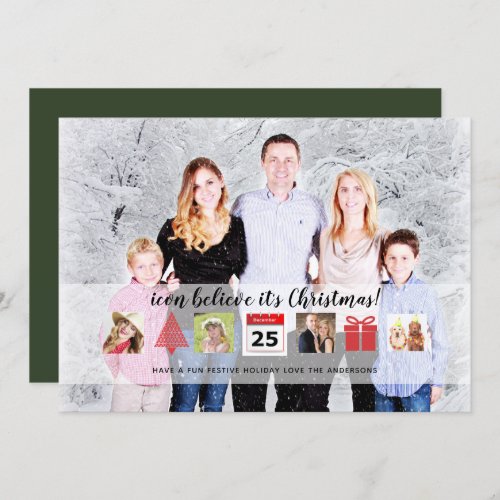 Christmas ICONS Photo Collage Modern Overlay Invitation