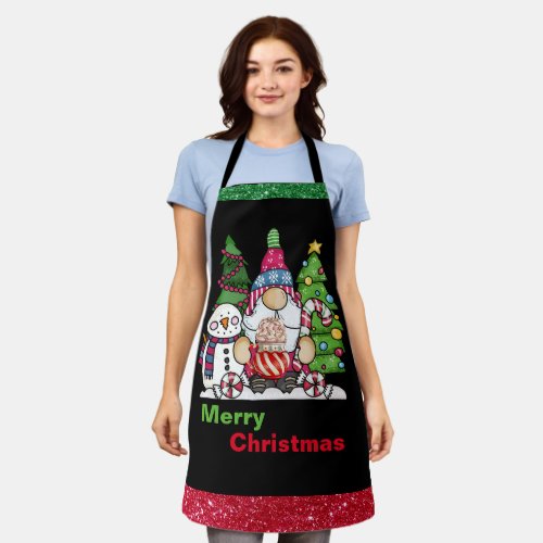 Christmas Icons Red Green Glitter Aprons Holiday Apron