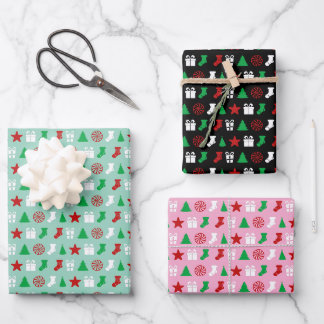 Christmas Icons (Tri-Color) Wrapping Paper Sheets