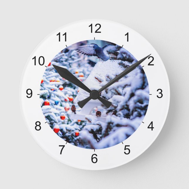 Christmas Idyll customizable Round Clock (Front)