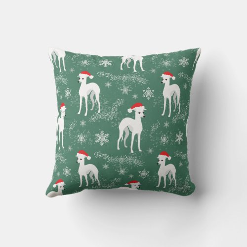 Christmas Iggy Italian Greyhounds in the Snow Thro Throw Pillow