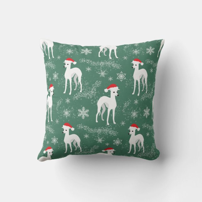 Christmas Iggy Italian Greyhounds in the Snow Thro Throw Pillow (Back)