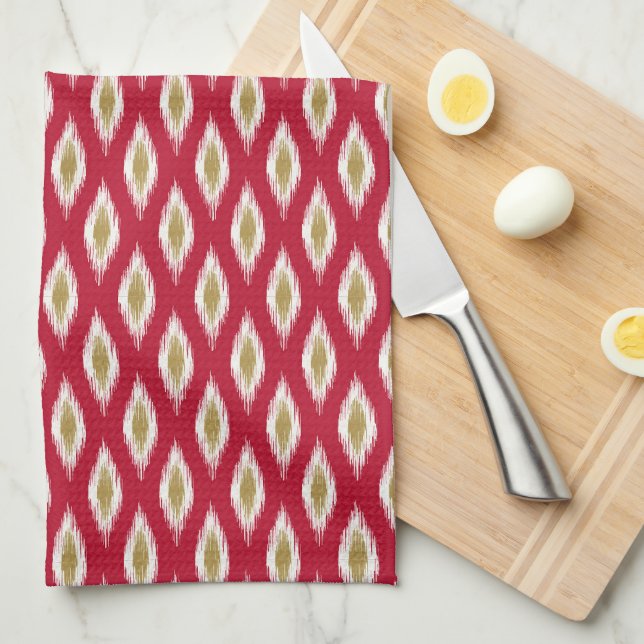 Christmas Ikat  Kitchen Towel (Quarter Fold)