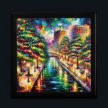 "Christmas Illumination: San Antonio Riverwalk"  Gift Box<br><div class="desc">Introducing the Christmas Illumination: San Antonio Riverwalk Keepsake Box from the “San Antonio Riverwalk & Texan Reflections” collection by H2OArt by AlexSandra. This stunning keepsake box captures the joyous spirit of winter nights, featuring a row of Christmas trees adorned with colorful decorations along the Riverwalk, their reflections shimmering in the...</div>