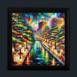 "Christmas Illumination: San Antonio Riverwalk" Gift Box<br><div class="desc">Introducing the Christmas Illumination: San Antonio Riverwalk Keepsake Box from the “San Antonio Riverwalk & Texan Reflections” collection by H2OArt by AlexSandra. This stunning keepsake box captures the joyous spirit of winter nights, featuring a row of Christmas trees adorned with colorful decorations along the Riverwalk, their reflections shimmering in the...</div>