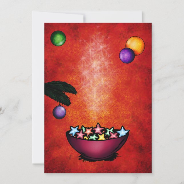 christmas illustration bowl star shaped cookies invitation (Front)