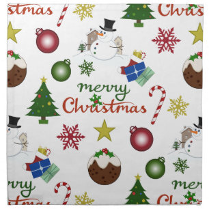 Christmas Illustration Mix Lg Pattern Cloth Napkin