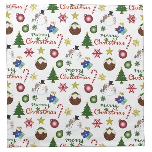 Christmas Illustration Mix Pattern Cloth Napkin