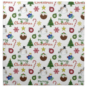 Christmas Illustration Mix Pattern Cloth Napkin