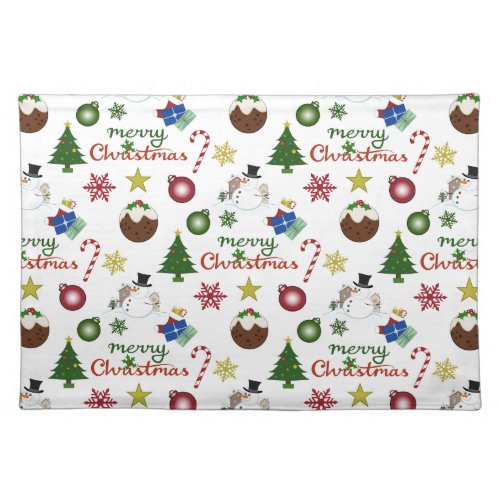 Christmas Illustration Mix Pattern Cloth Placemat