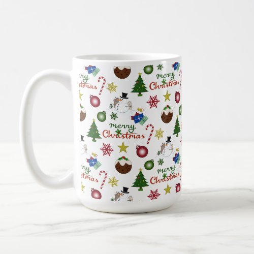Christmas Illustration Mix Pattern Coffee Mug