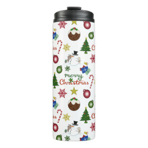 Christmas Illustration Mix Pattern Thermal Tumbler