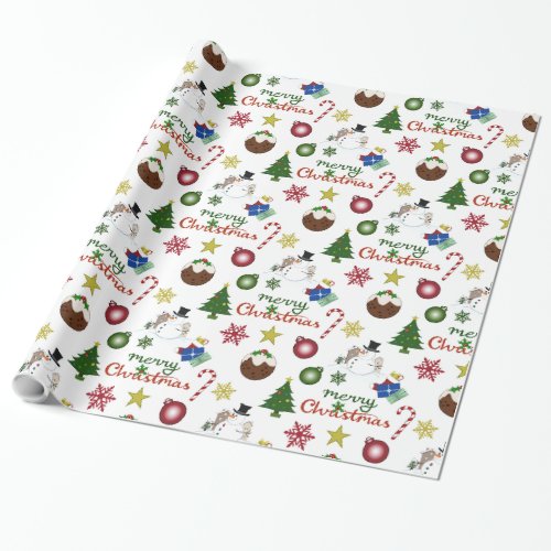 Christmas Illustration Mix Pattern Wrapping Paper