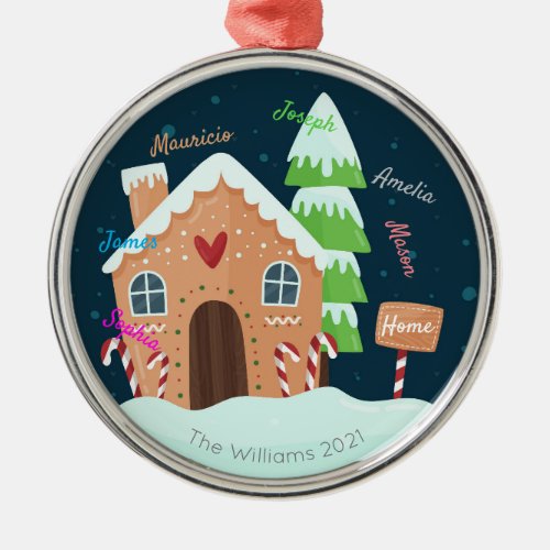 Christmas illustration With Family Names  Metal Or Metal Ornament