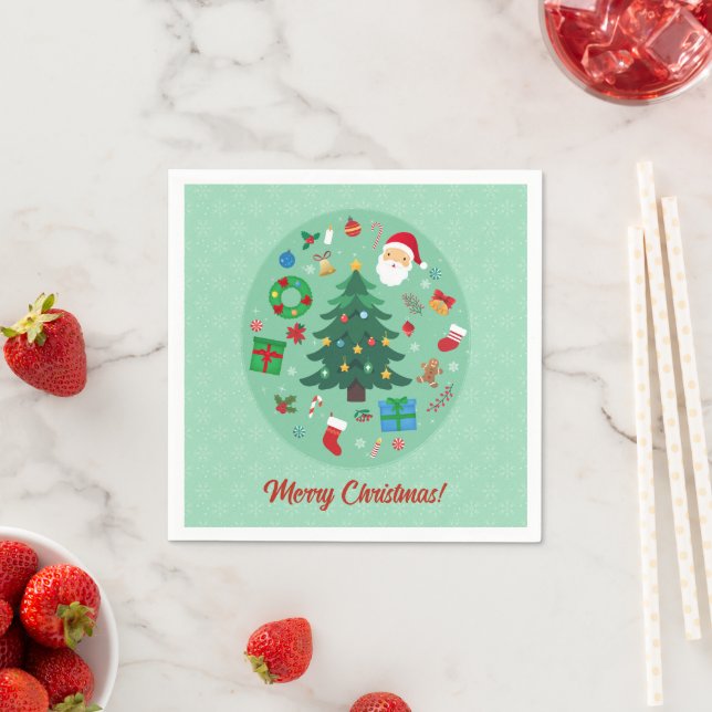 Christmas Illustrations Holiday Party Napkins (Insitu)