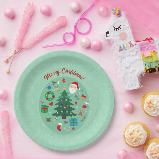 Christmas Illustrations Holiday Party Paper Plates (Party)