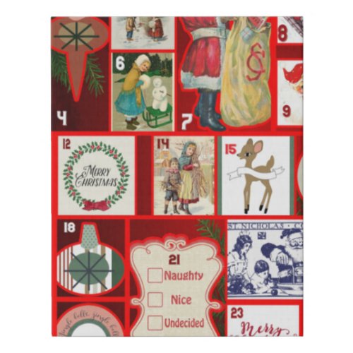 Christmas illustrations Vintage Holiday Fun Faux Canvas Print