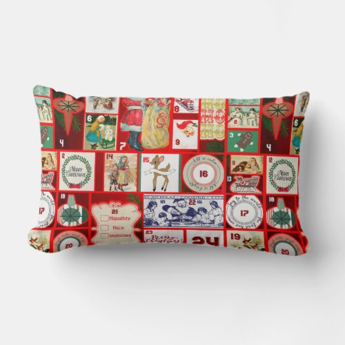 Christmas illustrations Vintage Holiday Fun Lumbar Pillow
