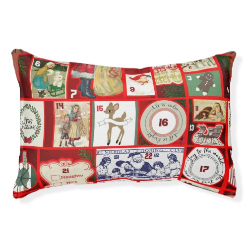 Christmas illustrations Vintage Holiday Fun Pet Bed