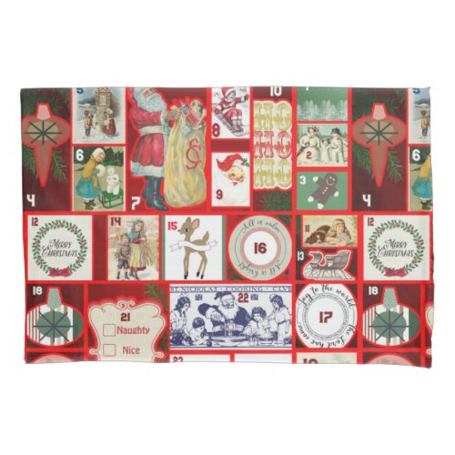 Christmas illustrations Vintage Holiday Fun Pillow Case