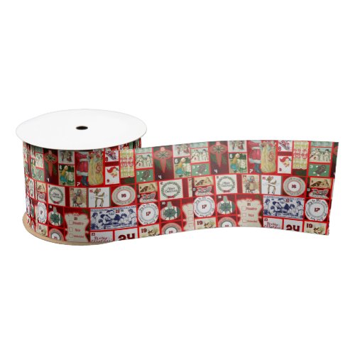 Christmas illustrations Vintage Holiday Fun Satin Ribbon